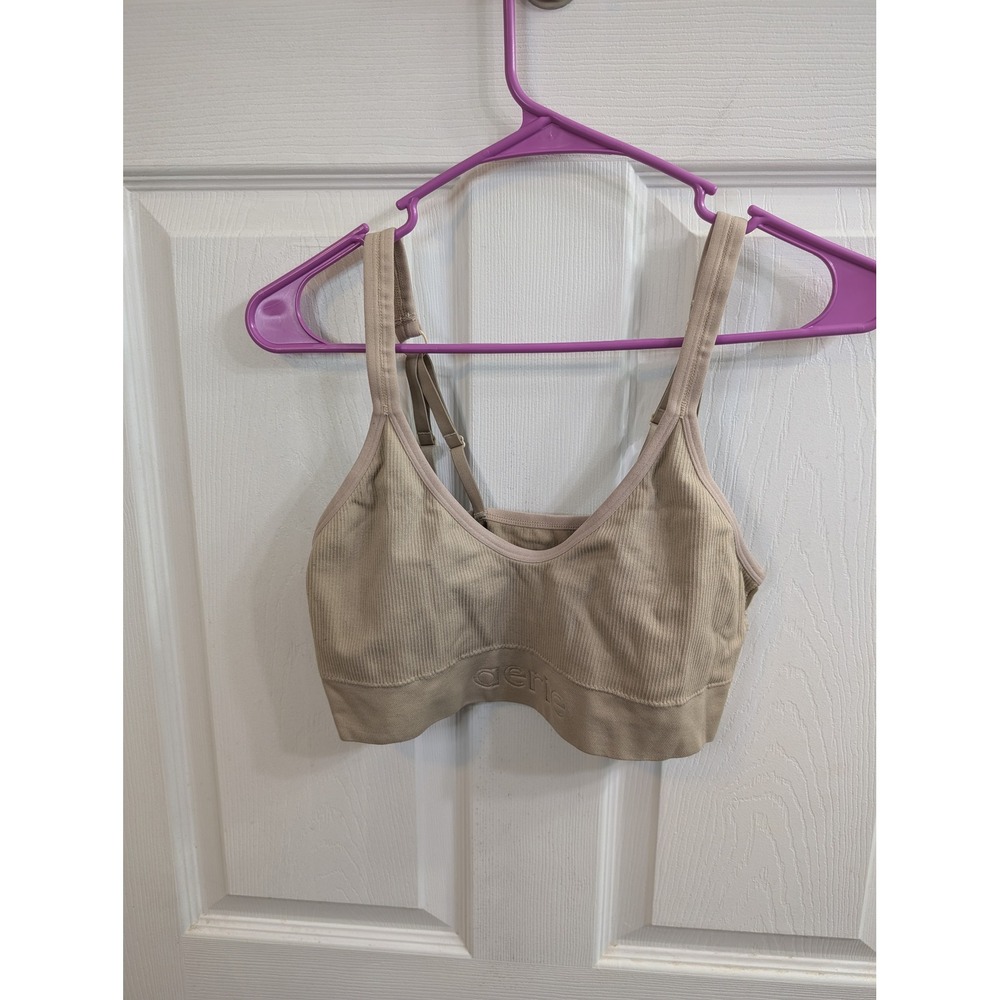 Aerie Bralette Women Tan Seamless Ribbed Adjustable Straps - Size XL